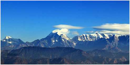 Himalayas view from Kausani on road trip