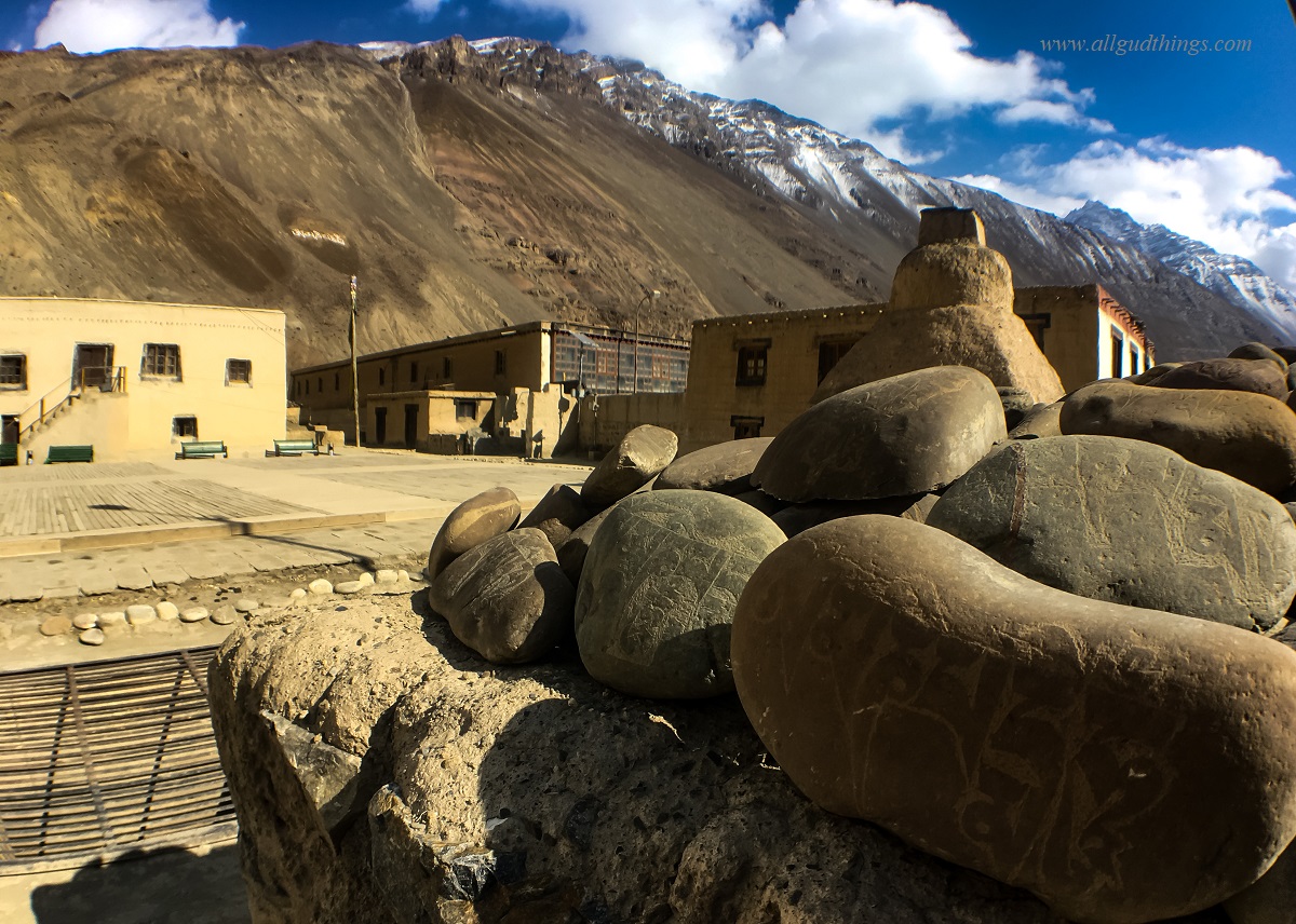 Mani Stones around Chortens in old Tabo Monastery