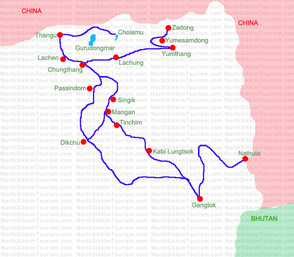 North Sikkim Map