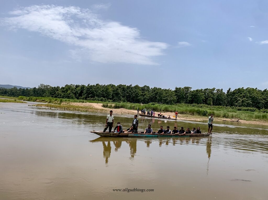 River crossing by Canoeing at Chitwan National Park